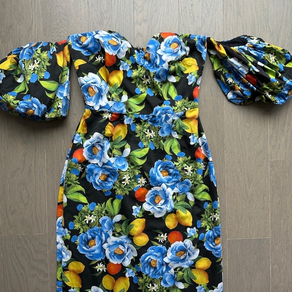 Borgo de Nor Tati Floral Print Off Shoulder Puff Sleeve Midi Dress UK 8 / US 2 - Picture 6 of 11